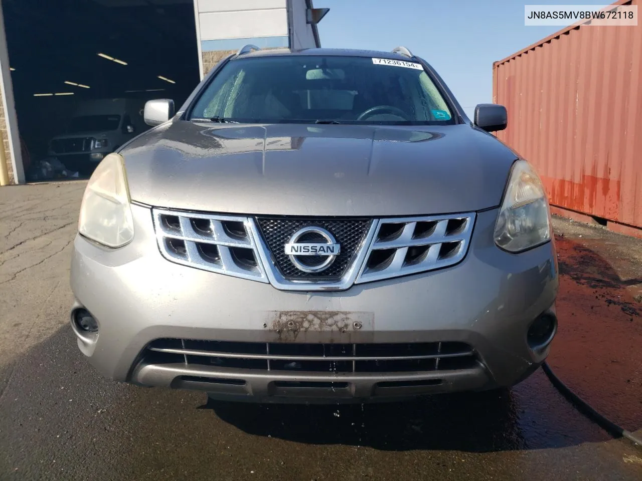 2011 Nissan Rogue S VIN: JN8AS5MV8BW672118 Lot: 71236154