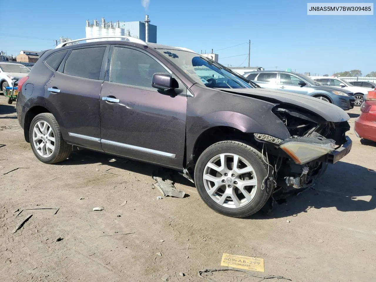 2011 Nissan Rogue S VIN: JN8AS5MV7BW309485 Lot: 75334304