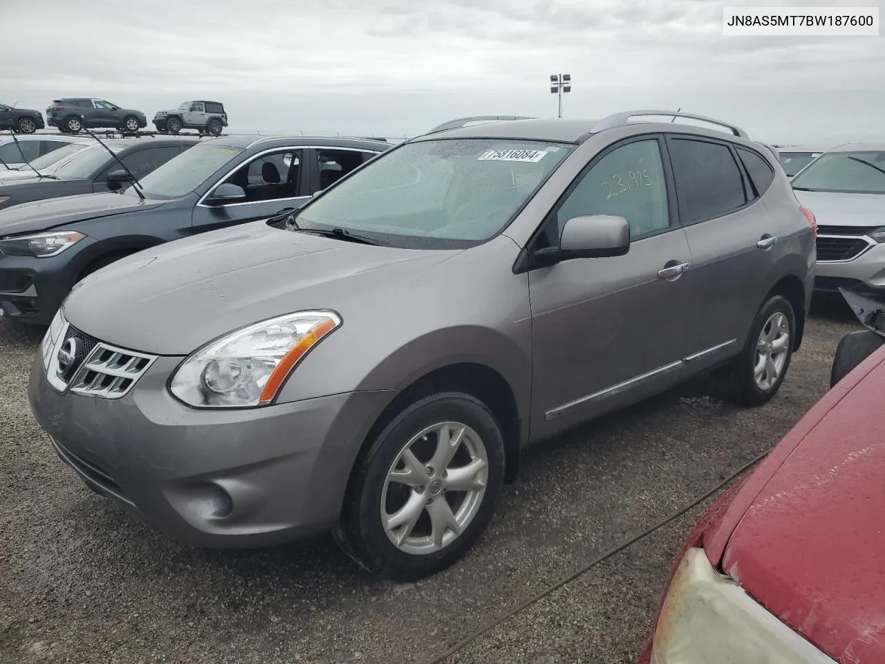 2011 Nissan Rogue S VIN: JN8AS5MT7BW187600 Lot: 75816084