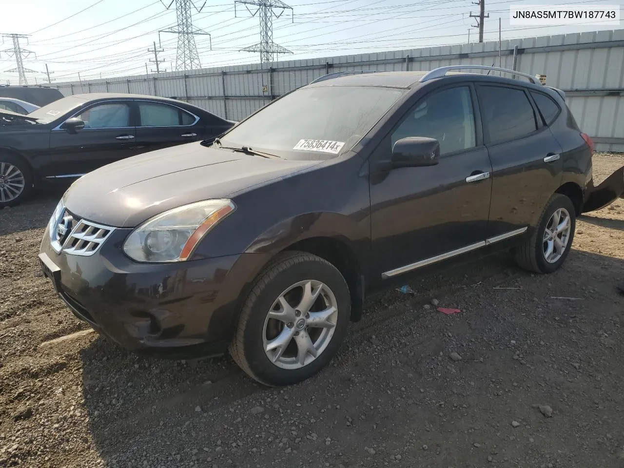 2011 Nissan Rogue S VIN: JN8AS5MT7BW187743 Lot: 75836414