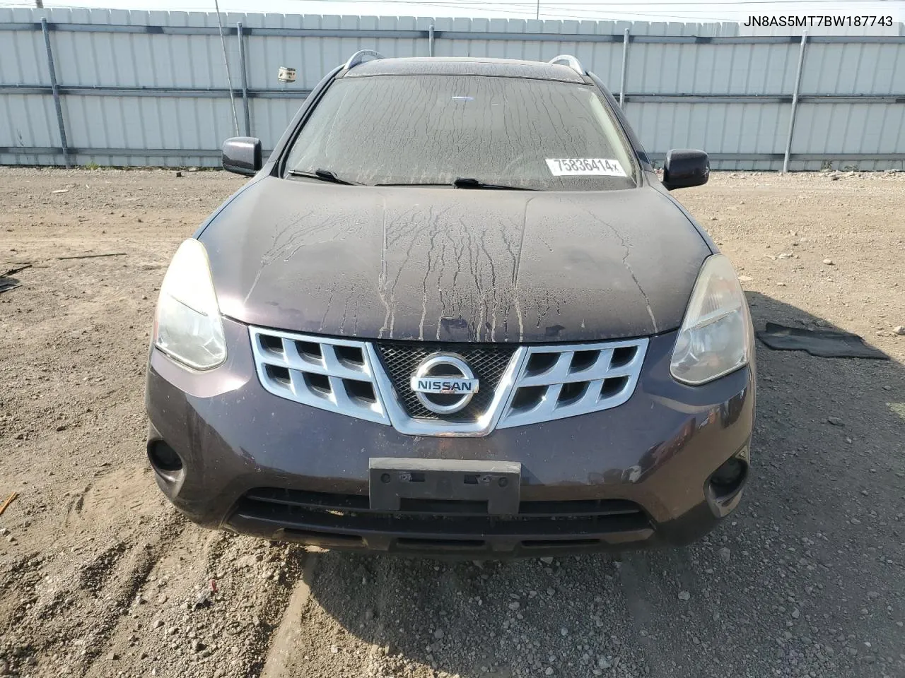 2011 Nissan Rogue S VIN: JN8AS5MT7BW187743 Lot: 75836414