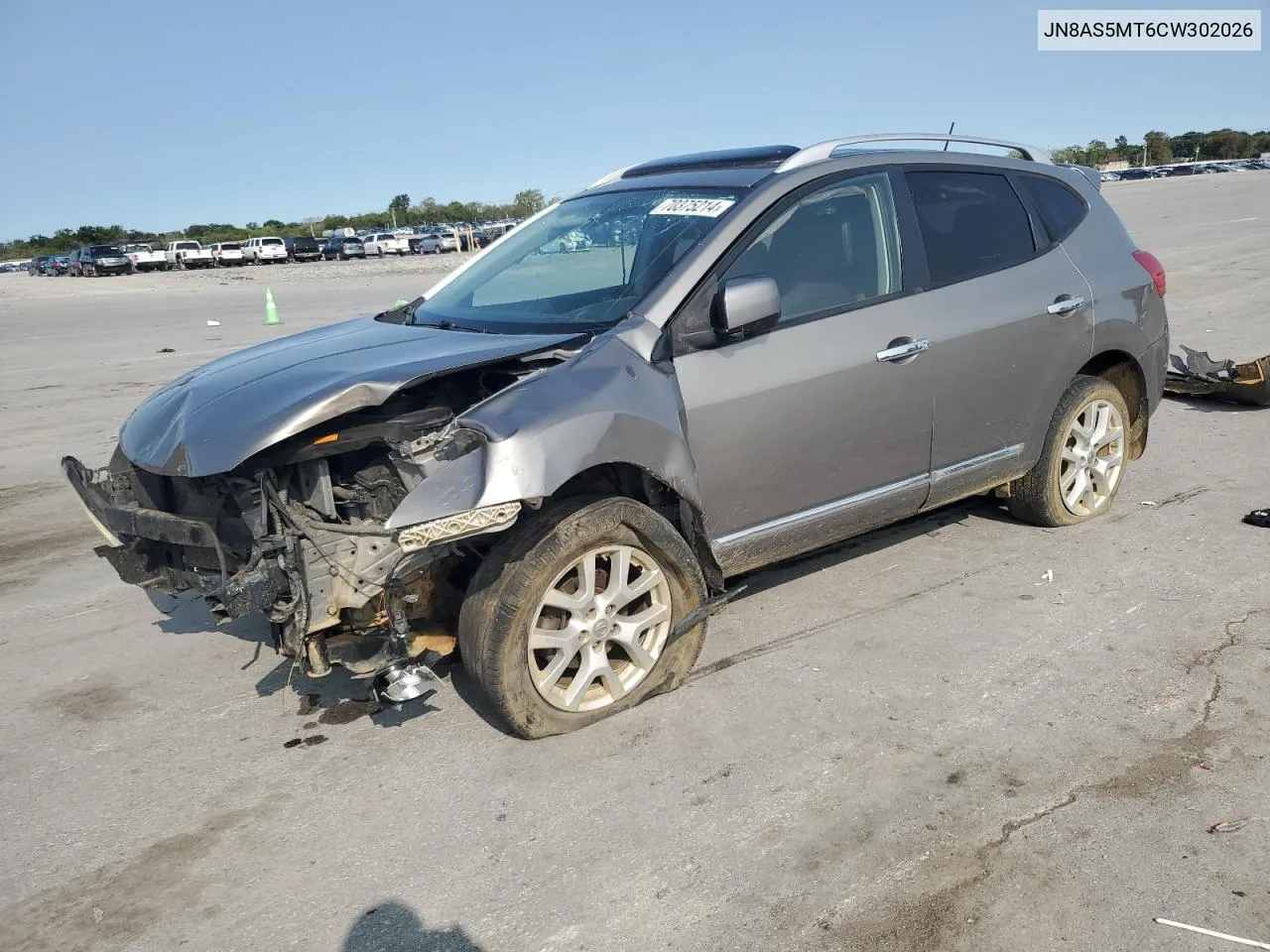 2012 Nissan Rogue S VIN: JN8AS5MT6CW302026 Lot: 70375214