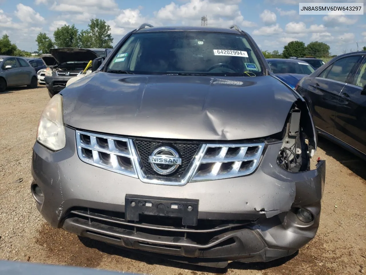 2013 Nissan Rogue S VIN: JN8AS5MV6DW643297 Lot: 64202994