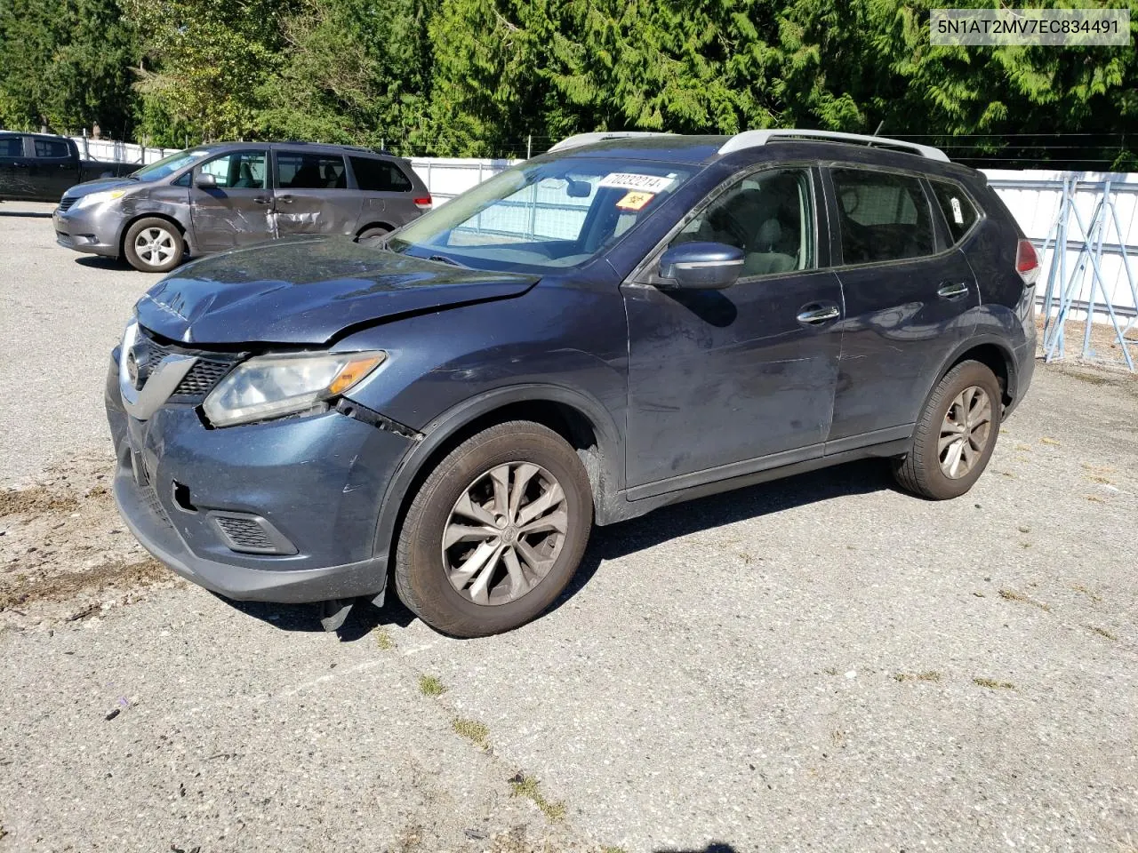 2014 Nissan Rogue S VIN: 5N1AT2MV7EC834491 Lot: 70232214