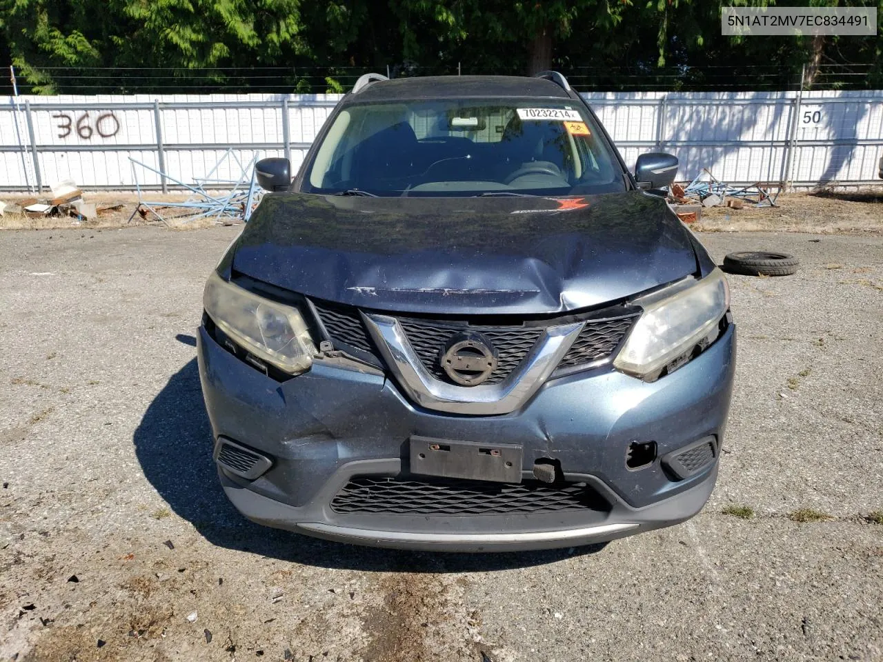 2014 Nissan Rogue S VIN: 5N1AT2MV7EC834491 Lot: 70232214