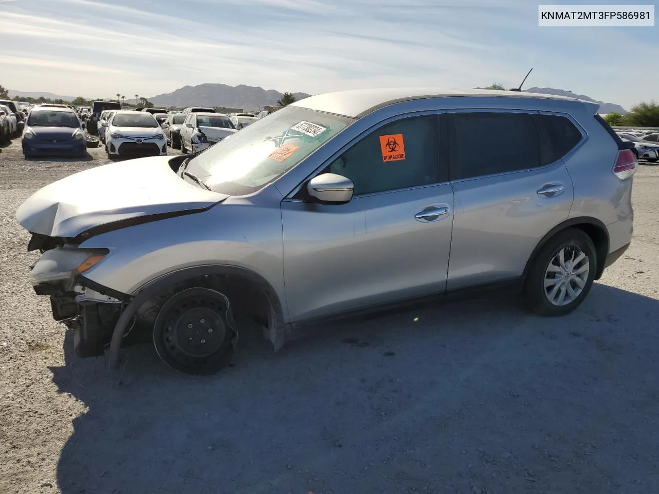 2015 Nissan Rogue S VIN: KNMAT2MT3FP586981 Lot: 57730234