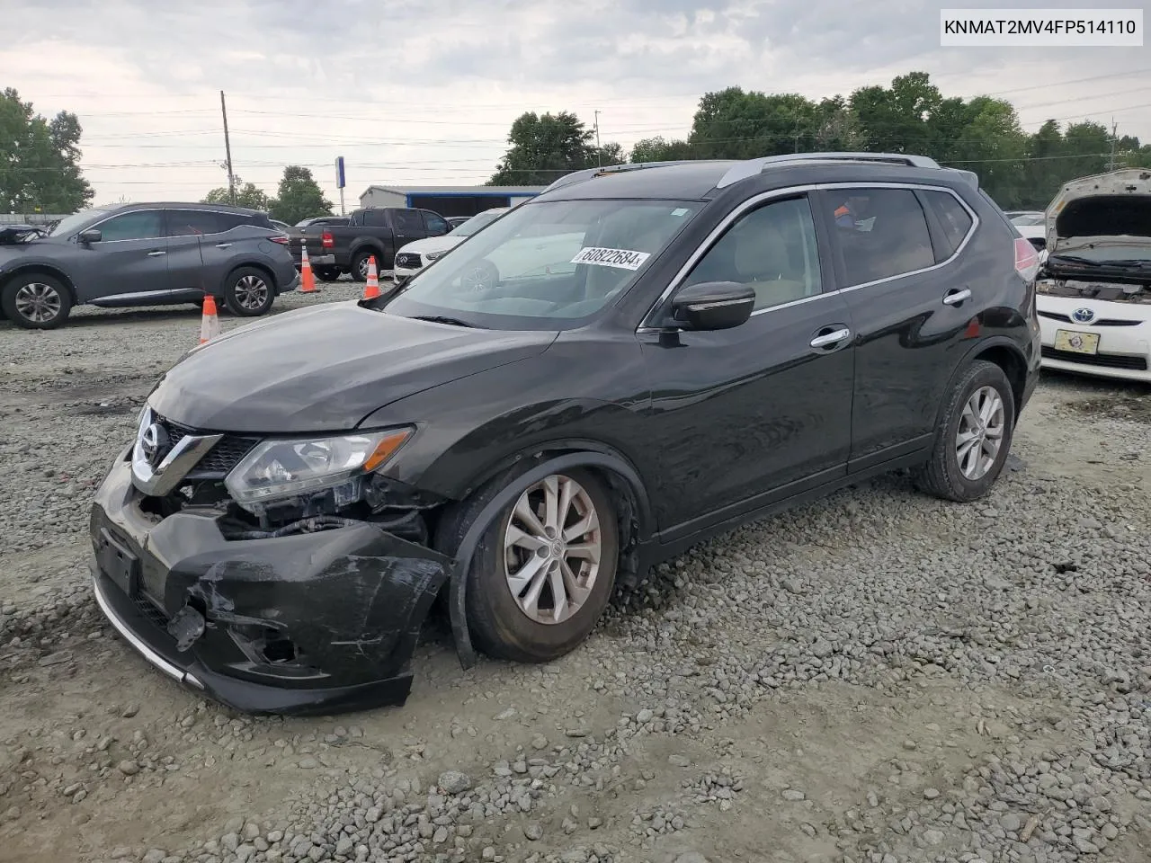 2015 Nissan Rogue S VIN: KNMAT2MV4FP514110 Lot: 60822684