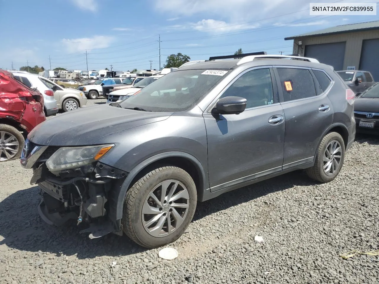 2015 Nissan Rogue S VIN: 5N1AT2MV2FC839955 Lot: 62924374