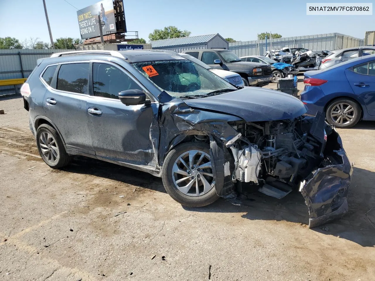 2015 Nissan Rogue S VIN: 5N1AT2MV7FC870862 Lot: 66311394