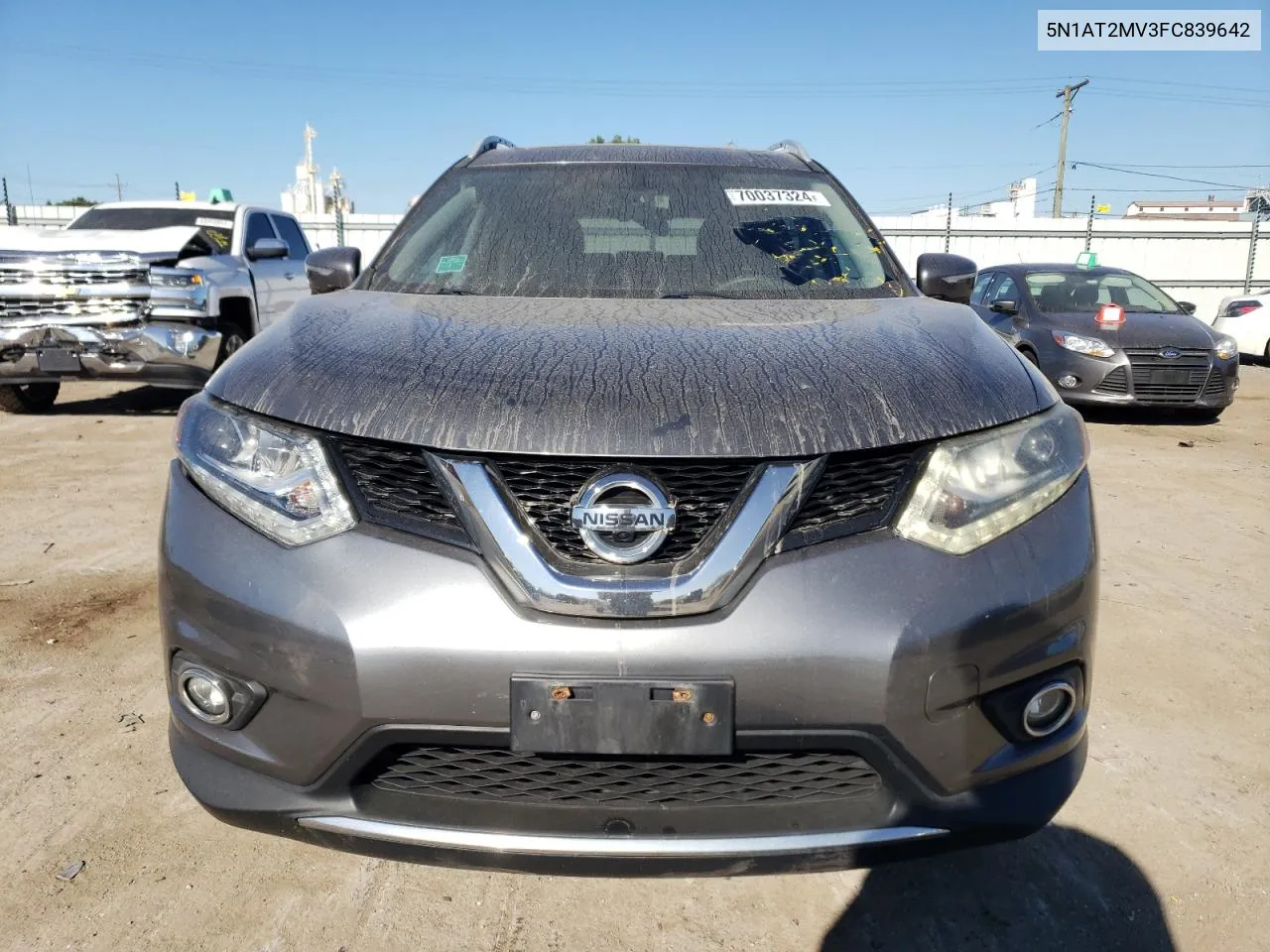 2015 Nissan Rogue S VIN: 5N1AT2MV3FC839642 Lot: 70037324