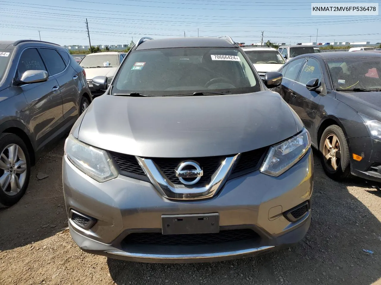 2015 Nissan Rogue S VIN: KNMAT2MV6FP536478 Lot: 70666424