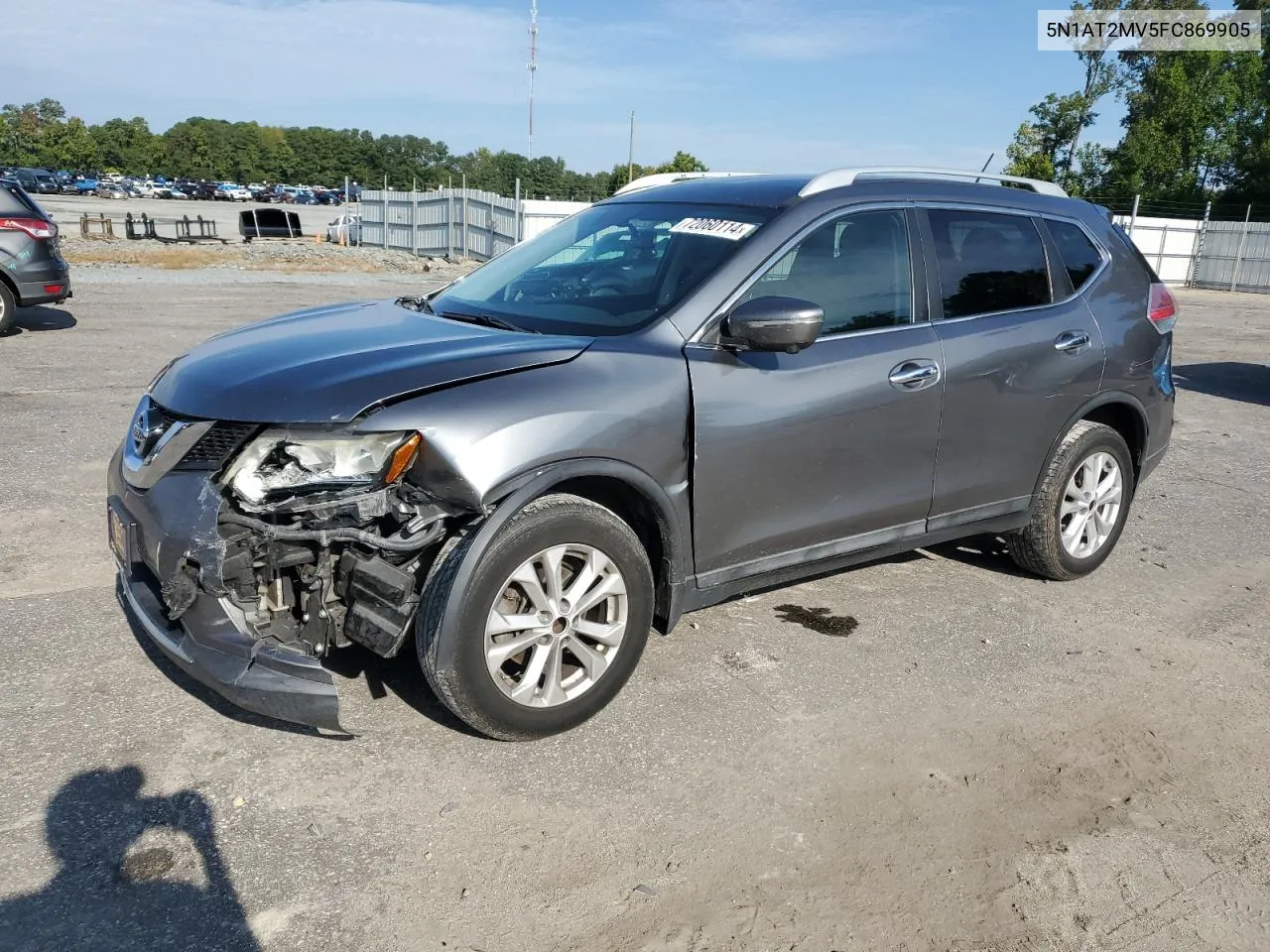 2015 Nissan Rogue S VIN: 5N1AT2MV5FC869905 Lot: 72060114