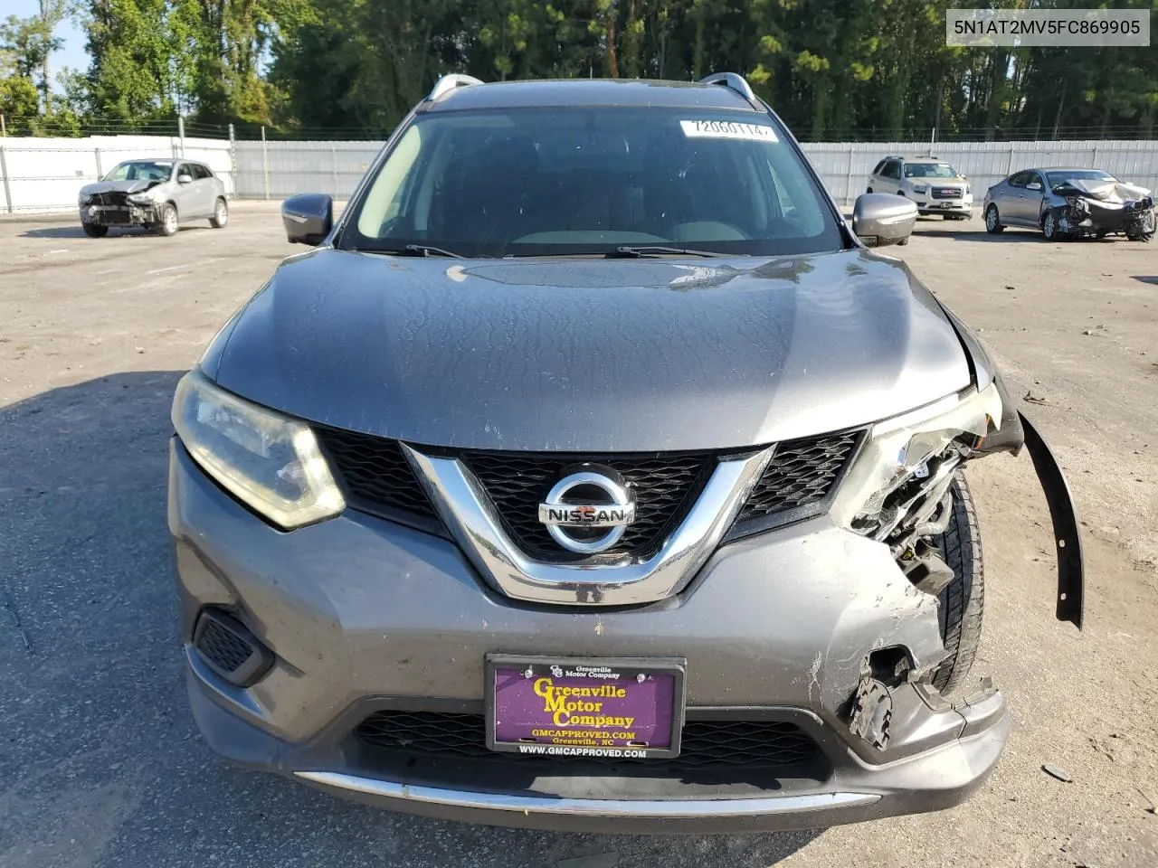 2015 Nissan Rogue S VIN: 5N1AT2MV5FC869905 Lot: 72060114