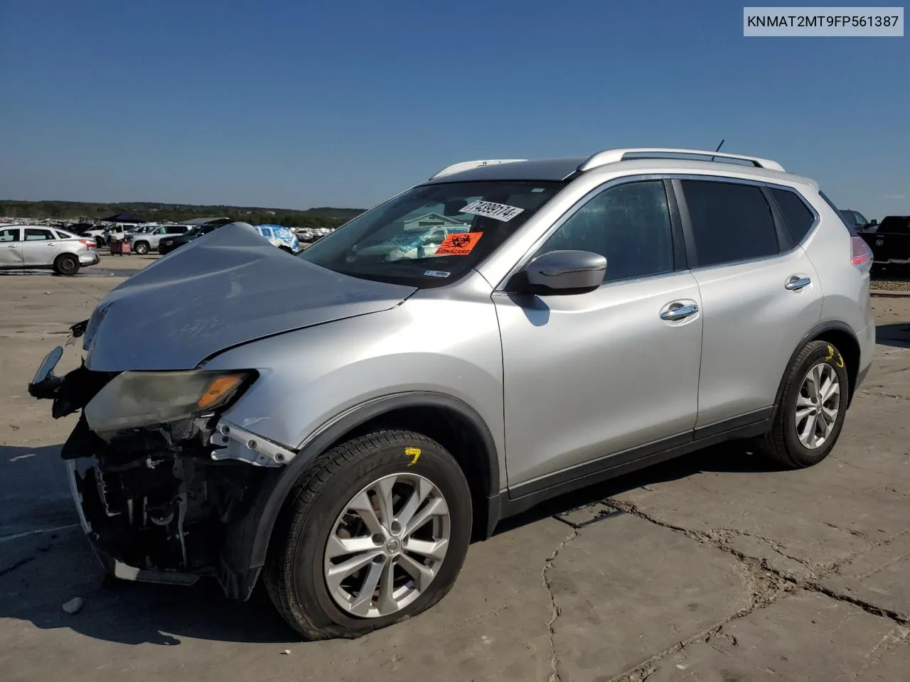 2015 Nissan Rogue S VIN: KNMAT2MT9FP561387 Lot: 74399174