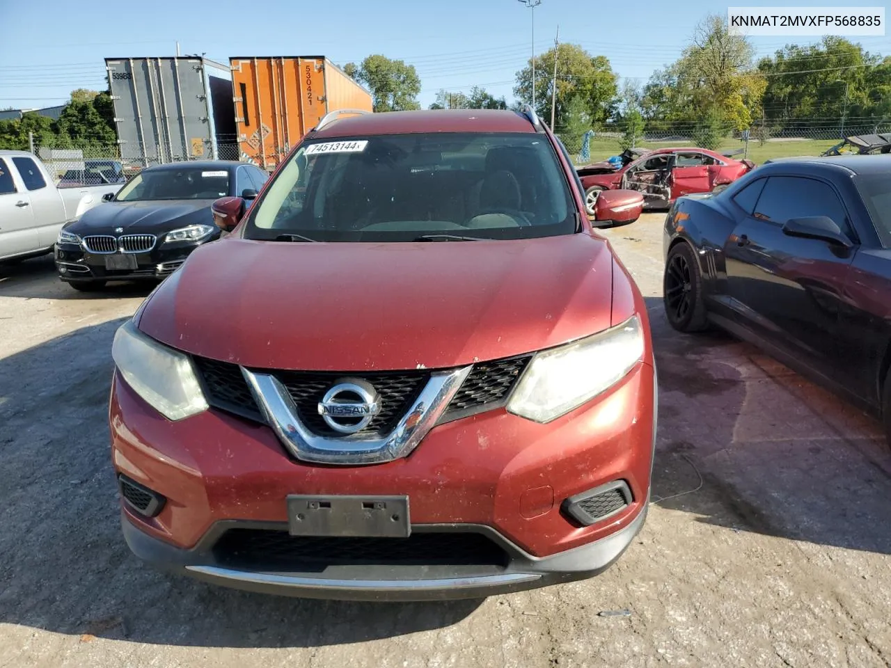 2015 Nissan Rogue S VIN: KNMAT2MVXFP568835 Lot: 74513144