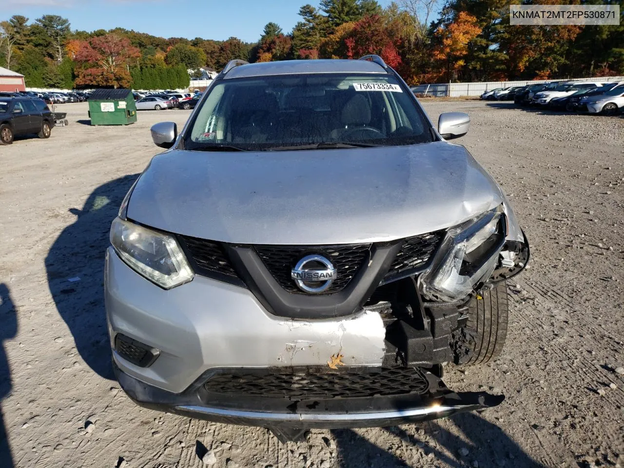 2015 Nissan Rogue S VIN: KNMAT2MT2FP530871 Lot: 75673334