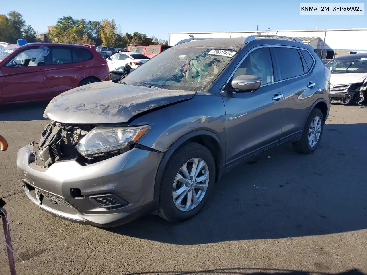 2015 Nissan Rogue S VIN: KNMAT2MTXFP559020 Lot: 76077414