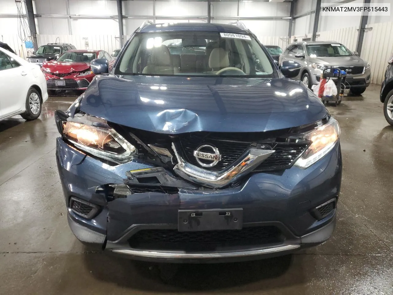 2015 Nissan Rogue S VIN: KNMAT2MV3FP515443 Lot: 80981094