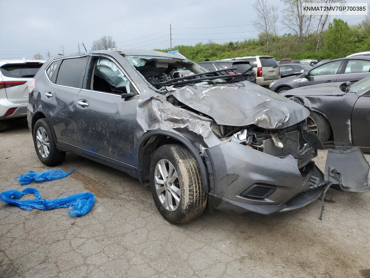 2016 Nissan Rogue S VIN: KNMAT2MV7GP700385 Lot: 49175234