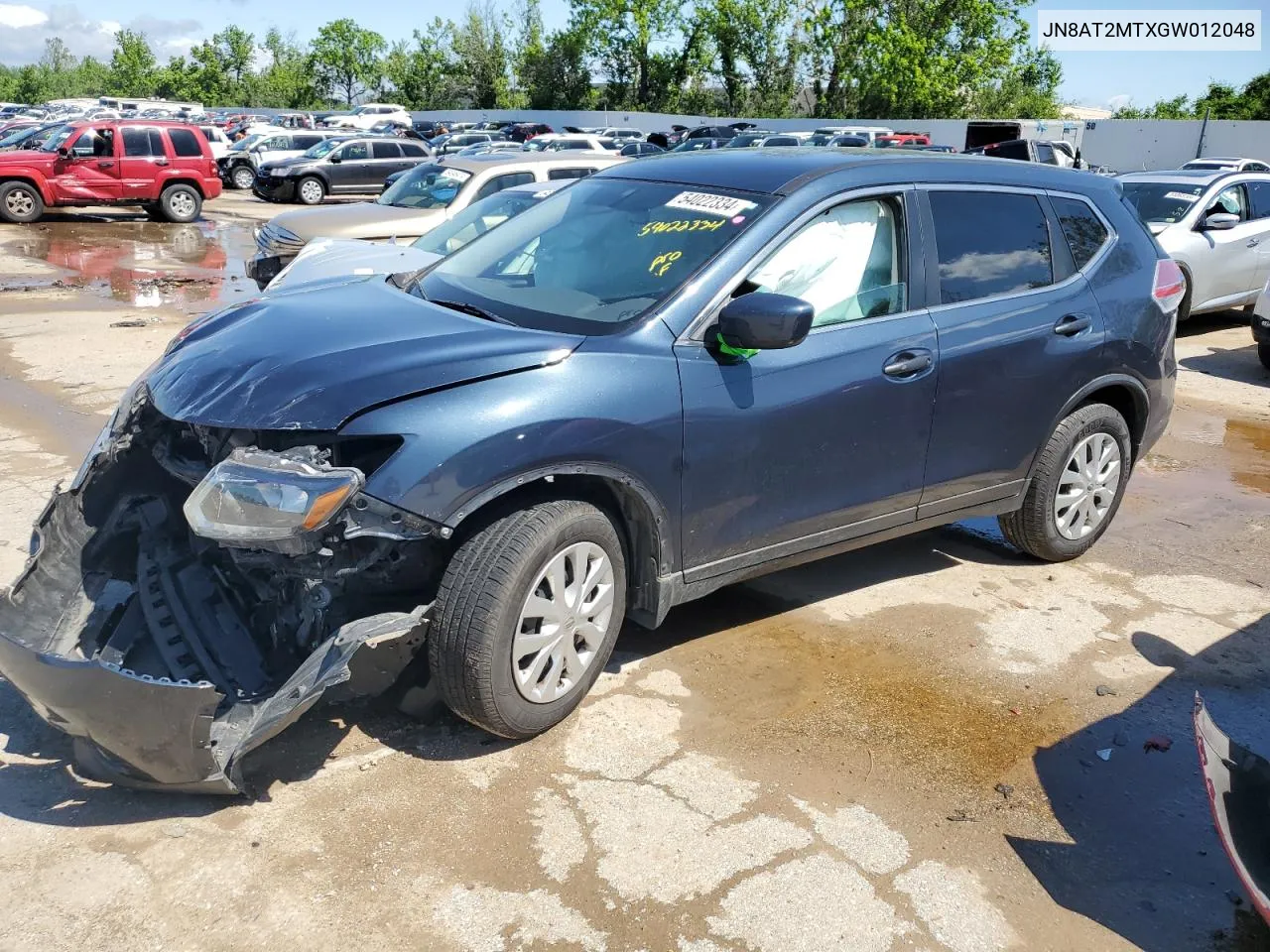 2016 Nissan Rogue S VIN: JN8AT2MTXGW012048 Lot: 54022334