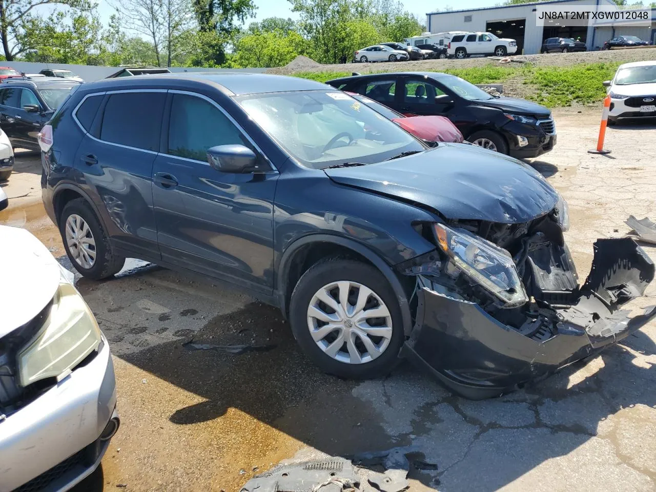 2016 Nissan Rogue S VIN: JN8AT2MTXGW012048 Lot: 54022334