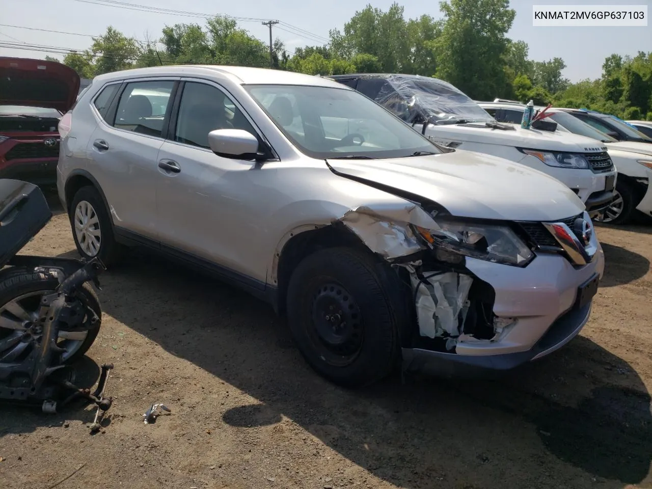 2016 Nissan Rogue S VIN: KNMAT2MV6GP637103 Lot: 55455674