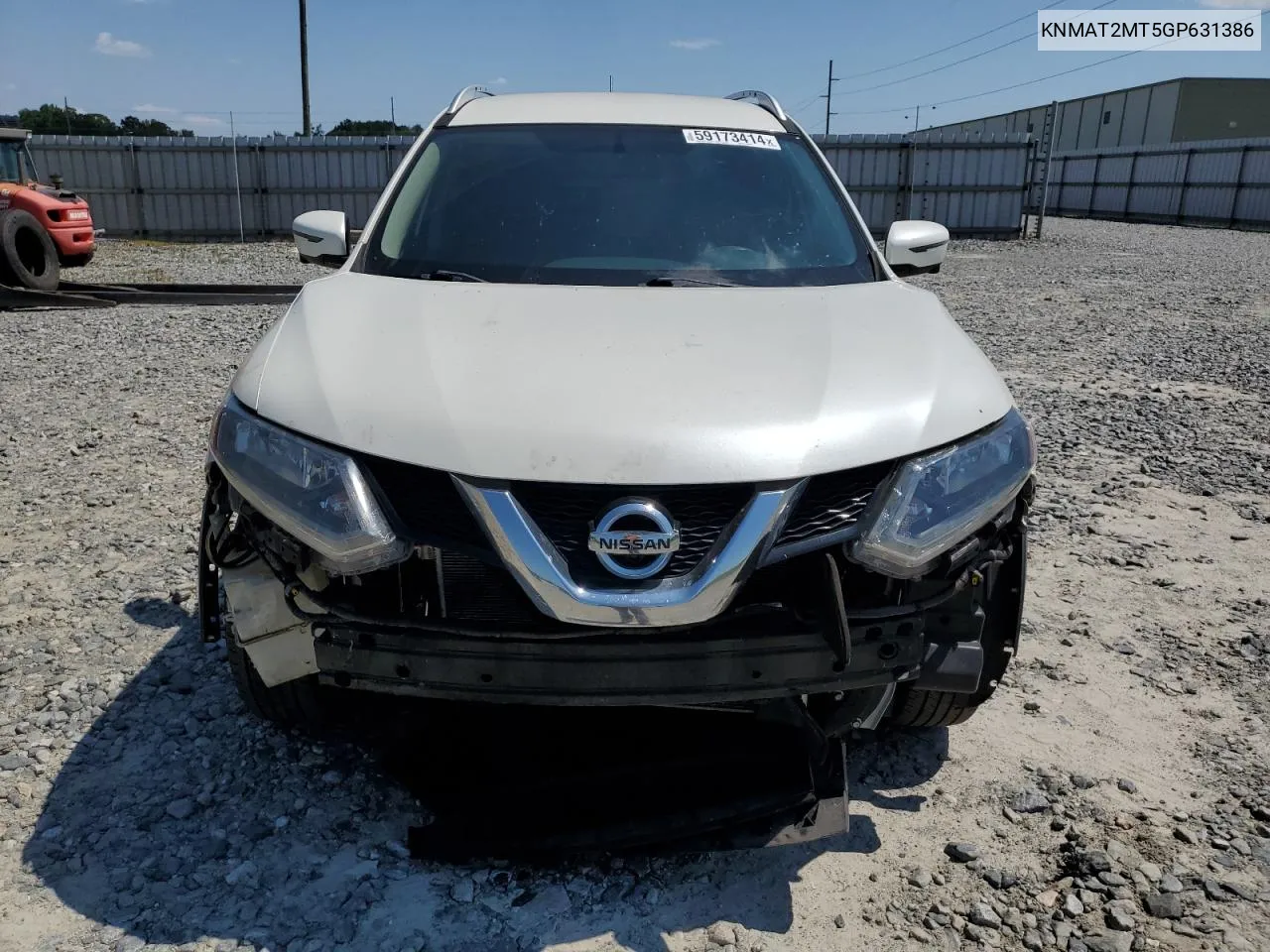 2016 Nissan Rogue S VIN: KNMAT2MT5GP631386 Lot: 59173414