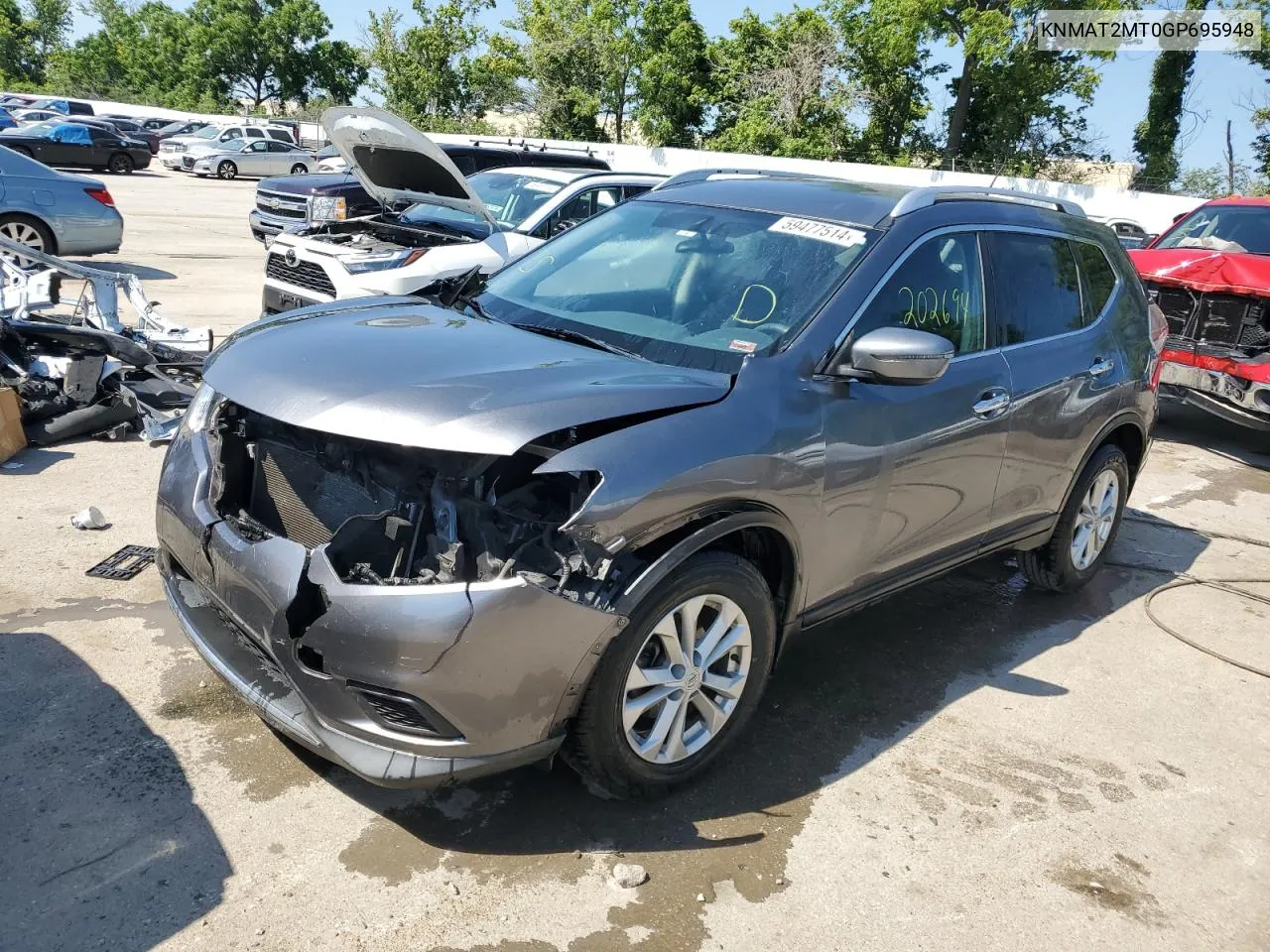 2016 Nissan Rogue S VIN: KNMAT2MT0GP695948 Lot: 59477514