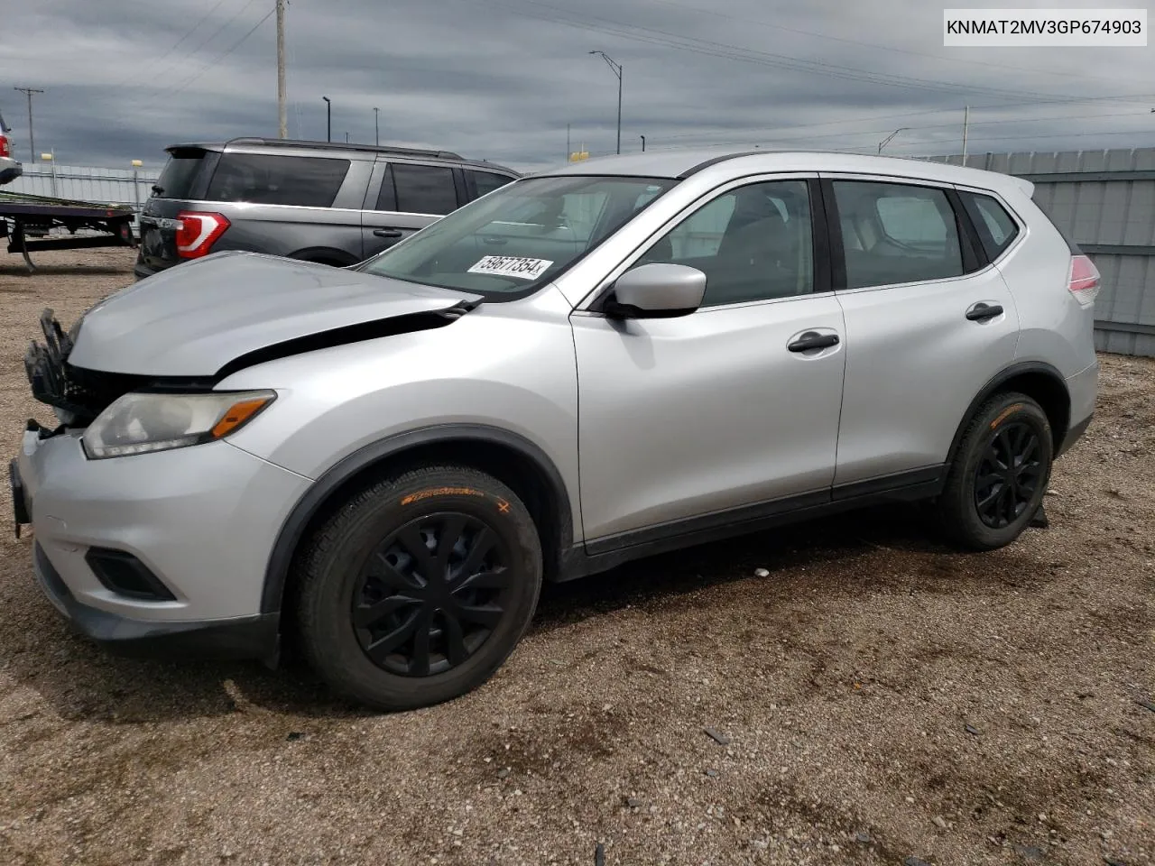 2016 Nissan Rogue S VIN: KNMAT2MV3GP674903 Lot: 59677354