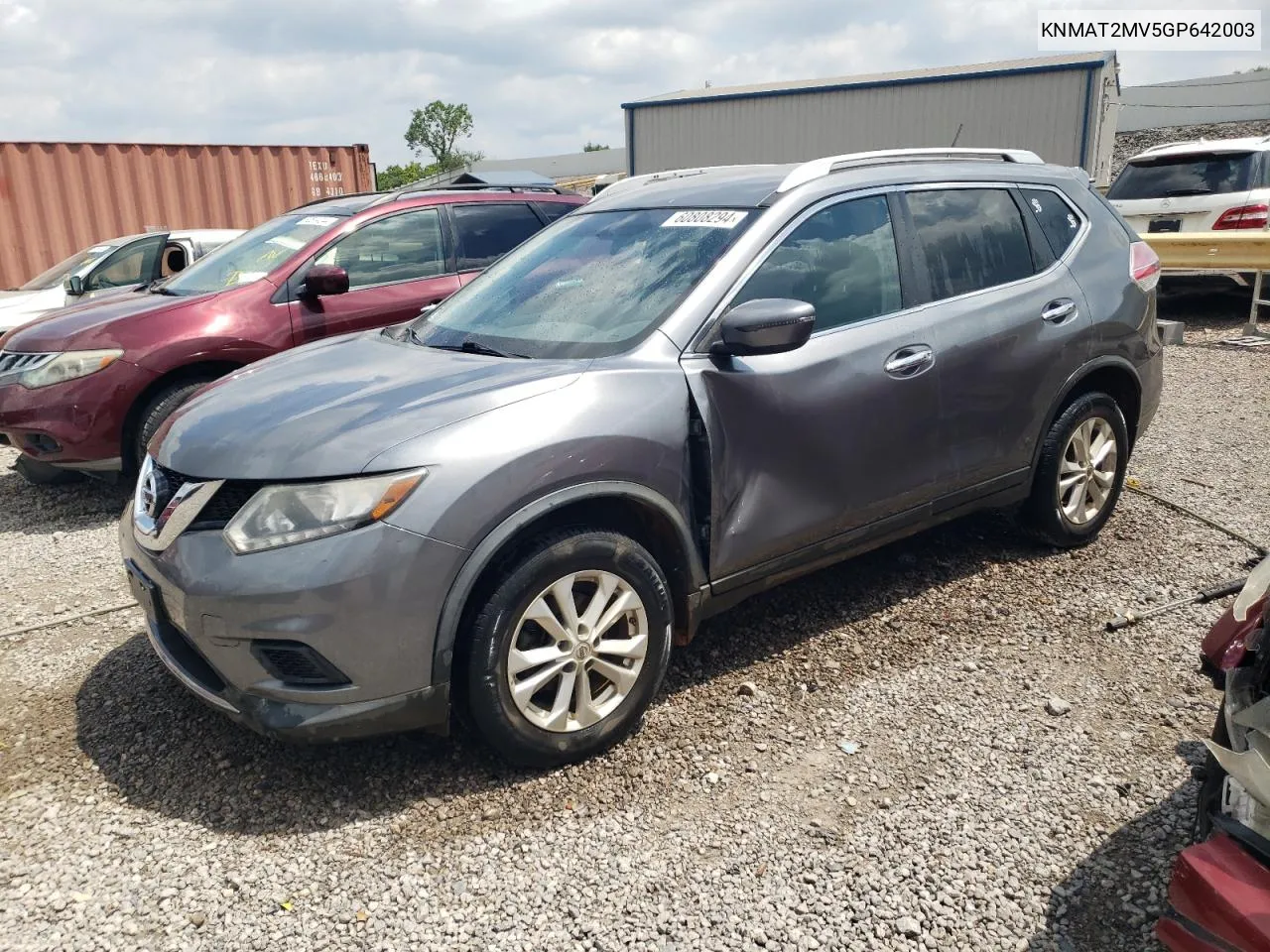 2016 Nissan Rogue S VIN: KNMAT2MV5GP642003 Lot: 60808294