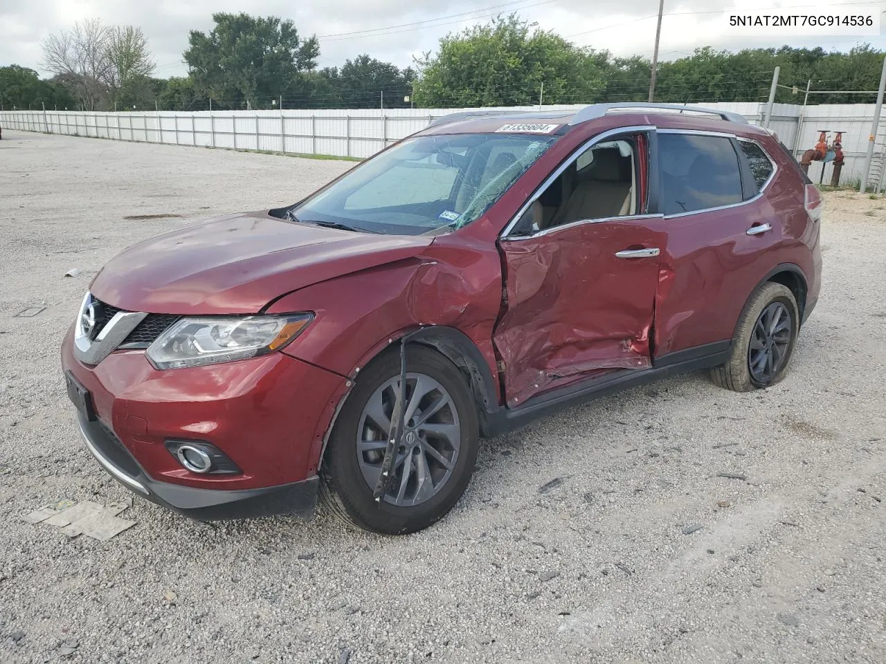 2016 Nissan Rogue S VIN: 5N1AT2MT7GC914536 Lot: 61335604