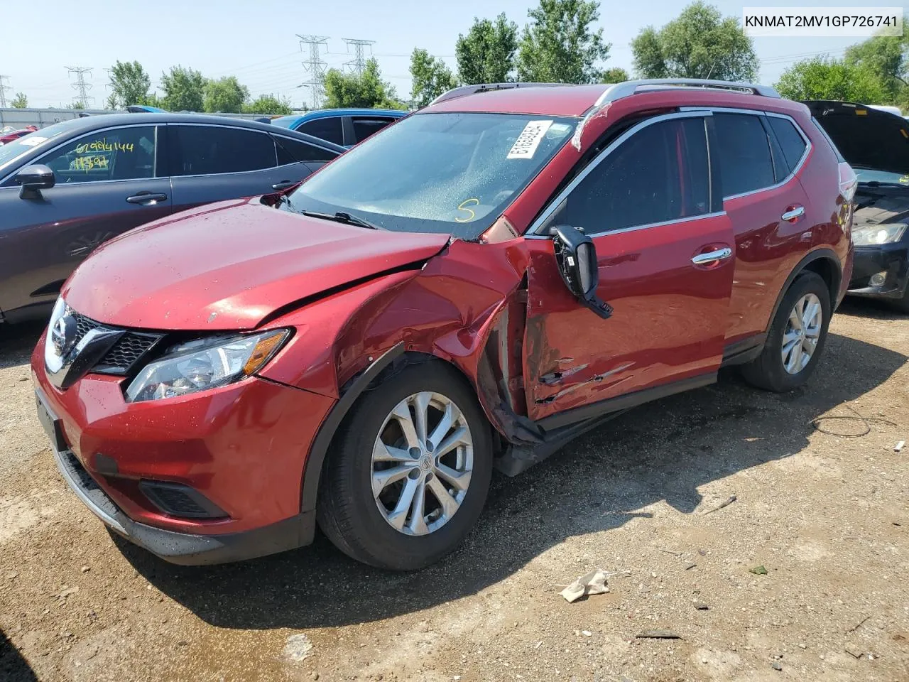 2016 Nissan Rogue S VIN: KNMAT2MV1GP726741 Lot: 61659264