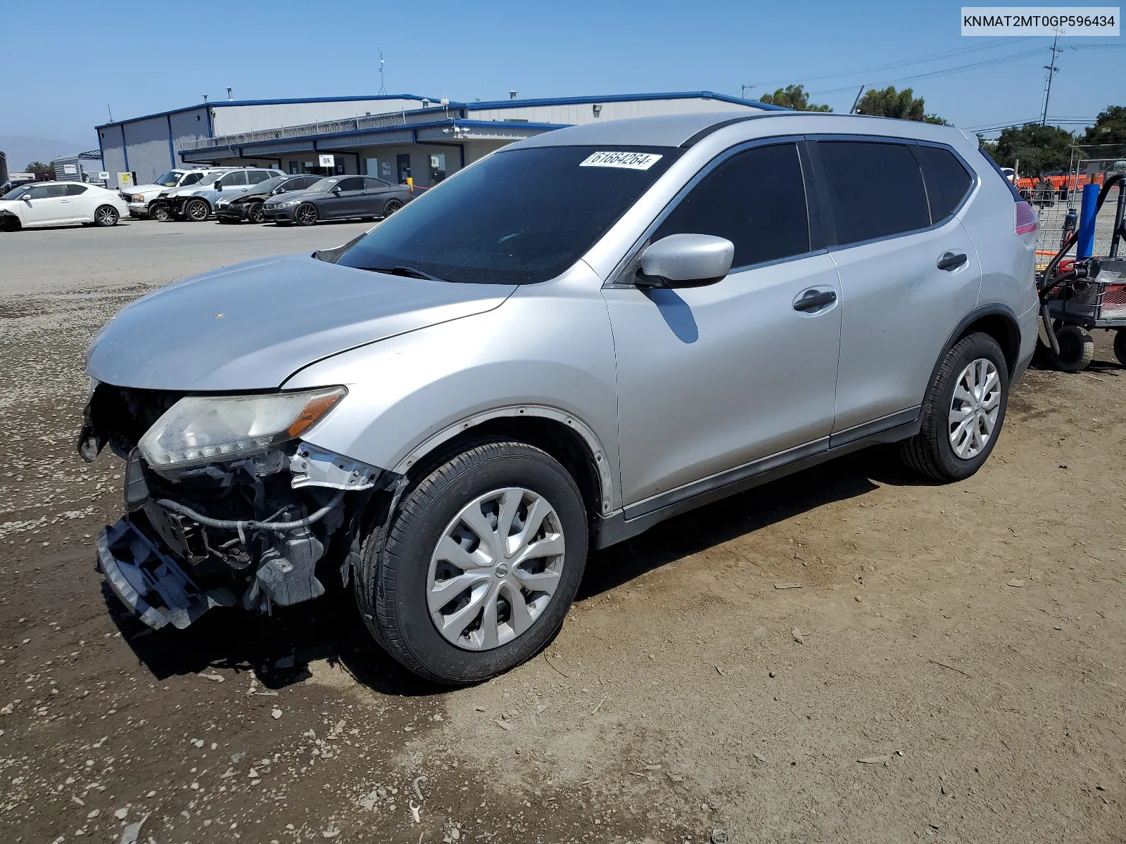 2016 Nissan Rogue S VIN: KNMAT2MT0GP596434 Lot: 61664264