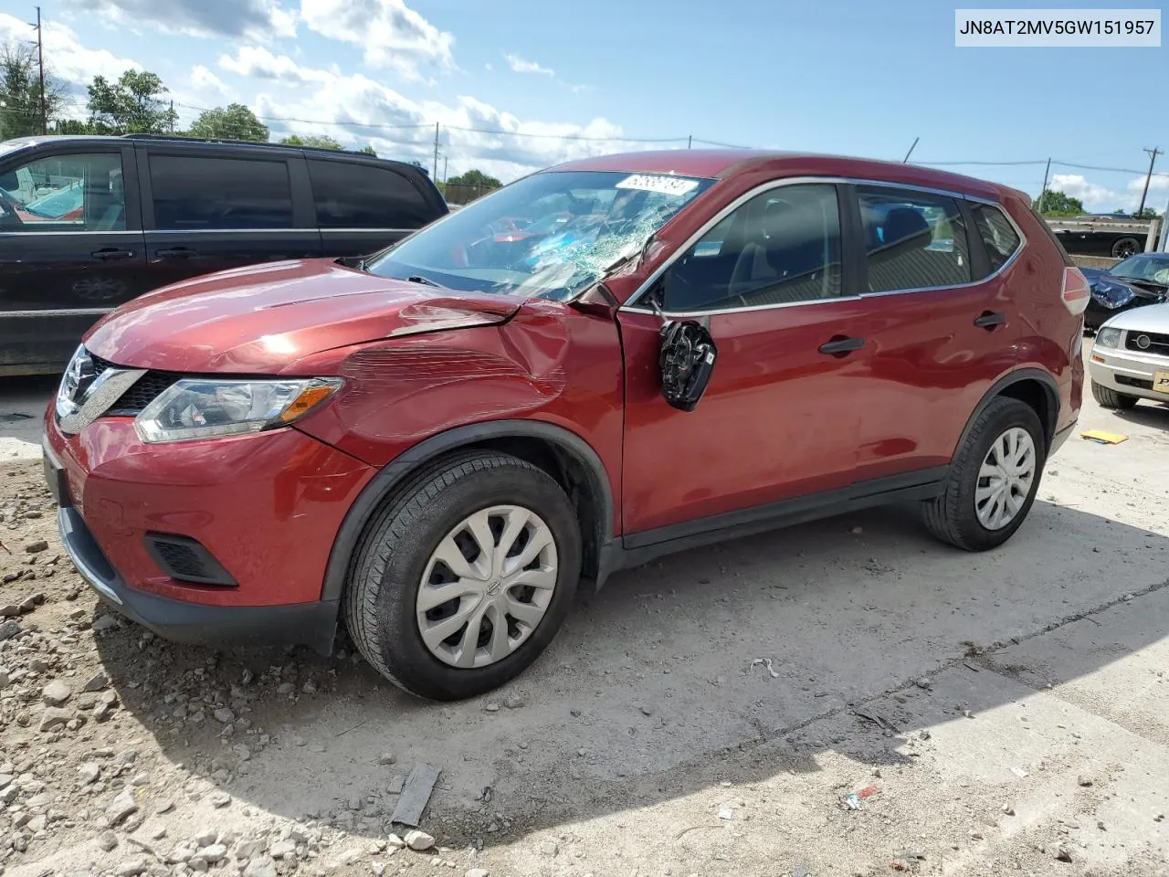 2016 Nissan Rogue S VIN: JN8AT2MV5GW151957 Lot: 62536184