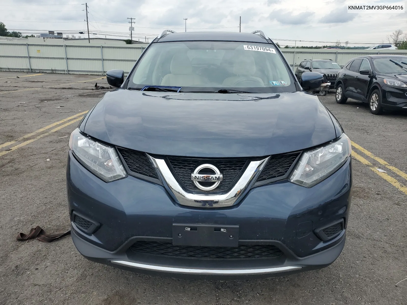 2016 Nissan Rogue S VIN: KNMAT2MV3GP664016 Lot: 63197094