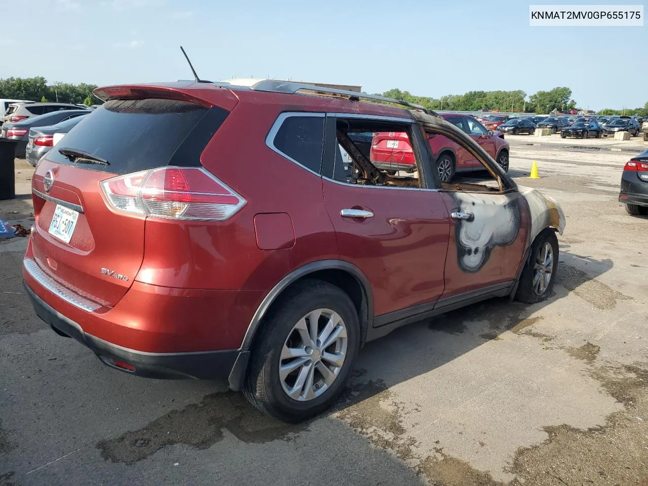 2016 Nissan Rogue S VIN: KNMAT2MV0GP655175 Lot: 64814644