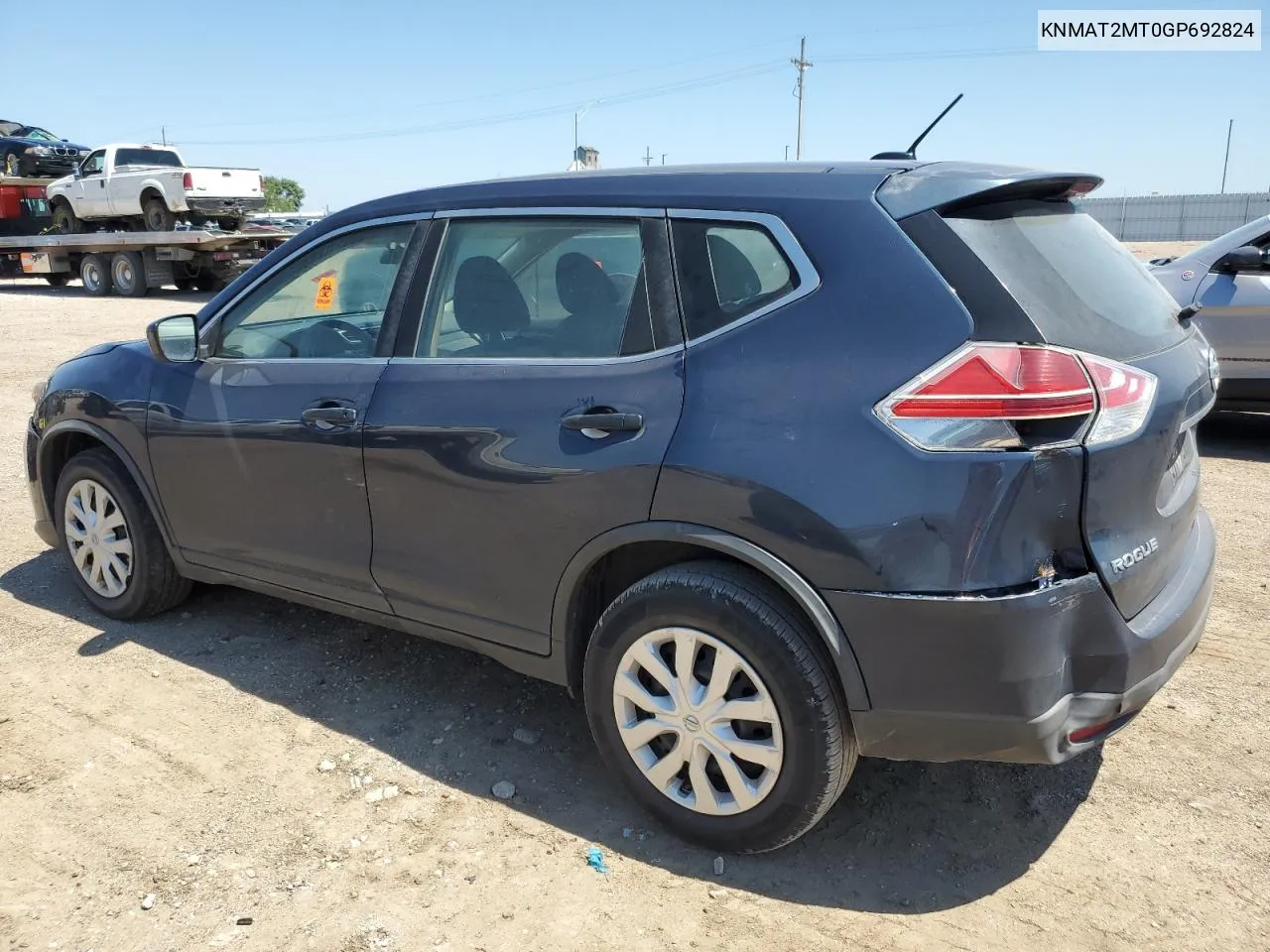 2016 Nissan Rogue S VIN: KNMAT2MT0GP692824 Lot: 65463394