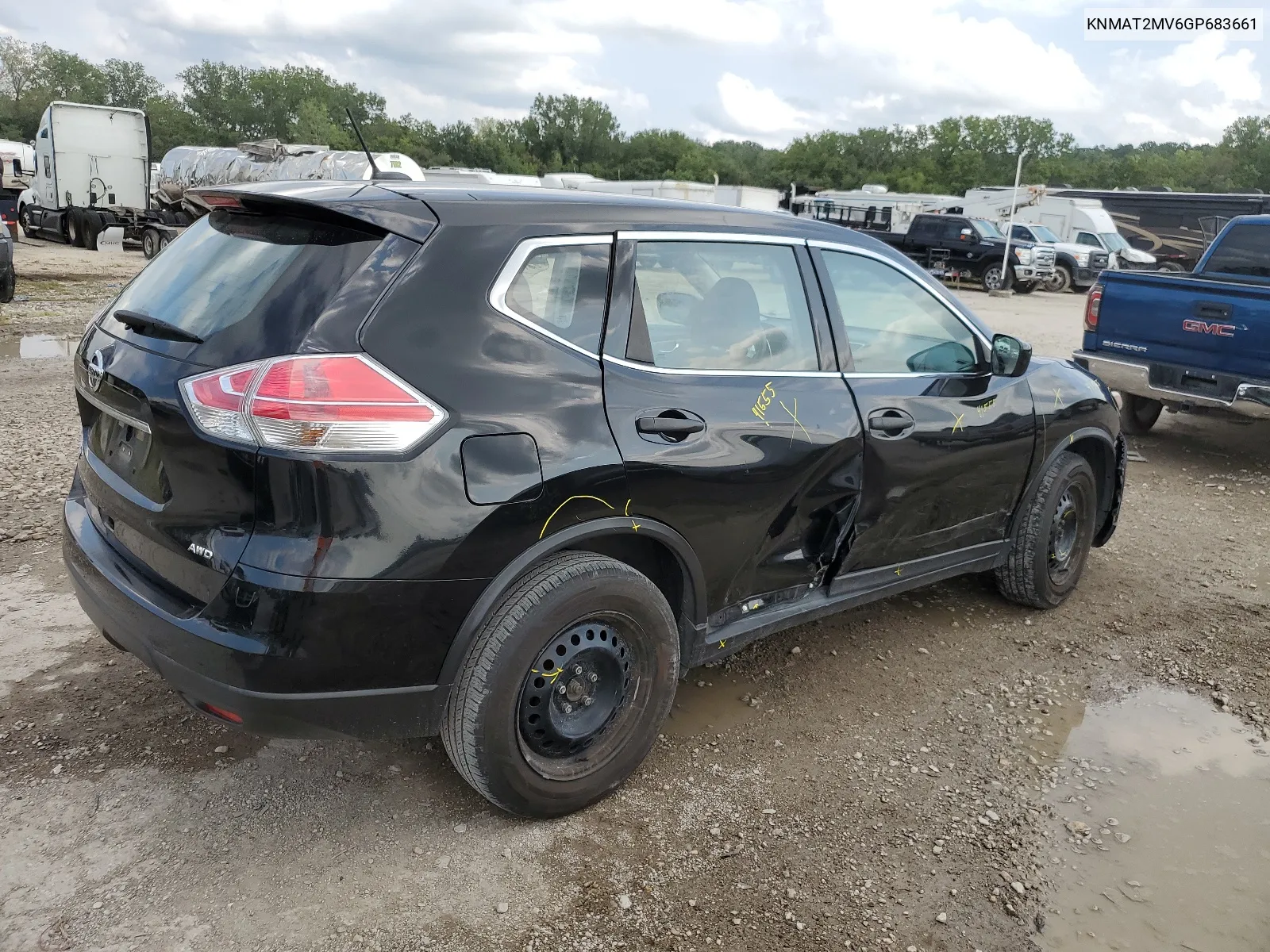 2016 Nissan Rogue S VIN: KNMAT2MV6GP683661 Lot: 66420454