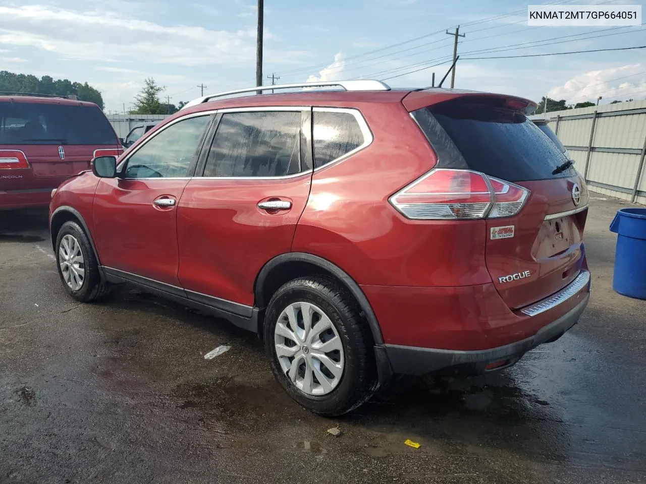 2016 Nissan Rogue S VIN: KNMAT2MT7GP664051 Lot: 66969154