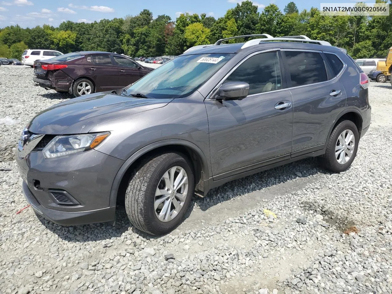 2016 Nissan Rogue S VIN: 5N1AT2MV0GC920566 Lot: 68608144