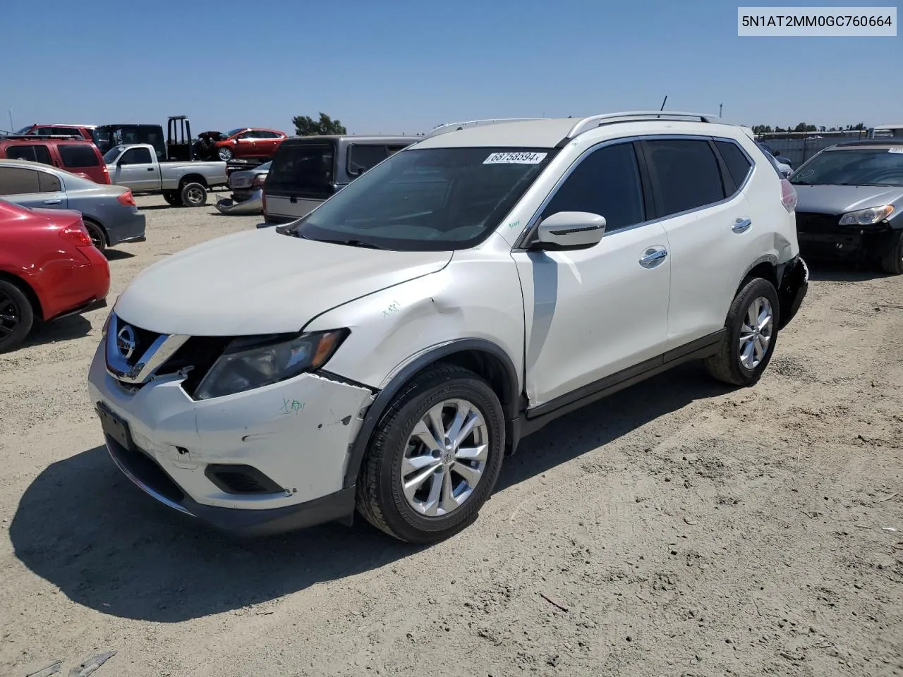 2016 Nissan Rogue S VIN: 5N1AT2MM0GC760664 Lot: 68758594