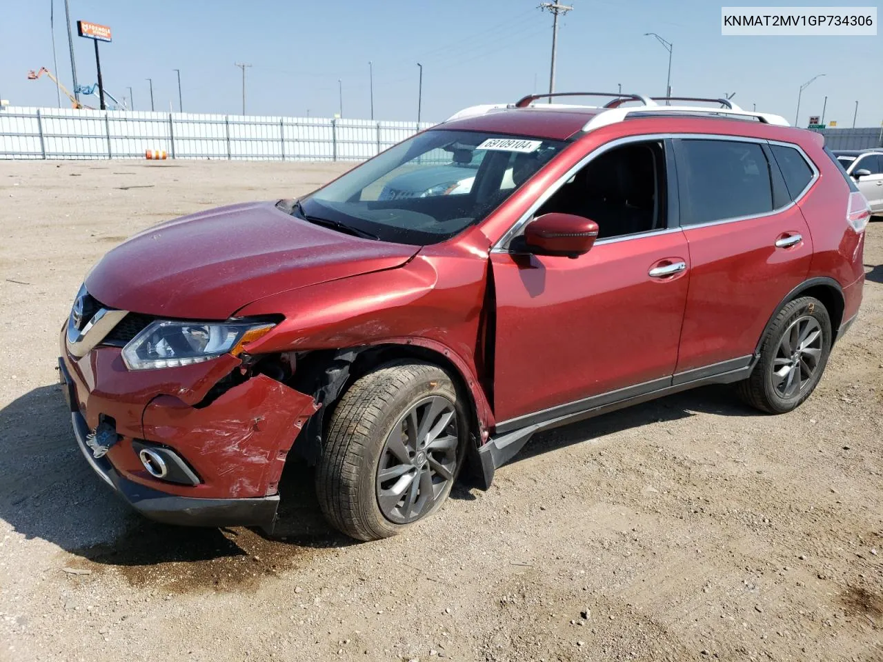 2016 Nissan Rogue S VIN: KNMAT2MV1GP734306 Lot: 69109104