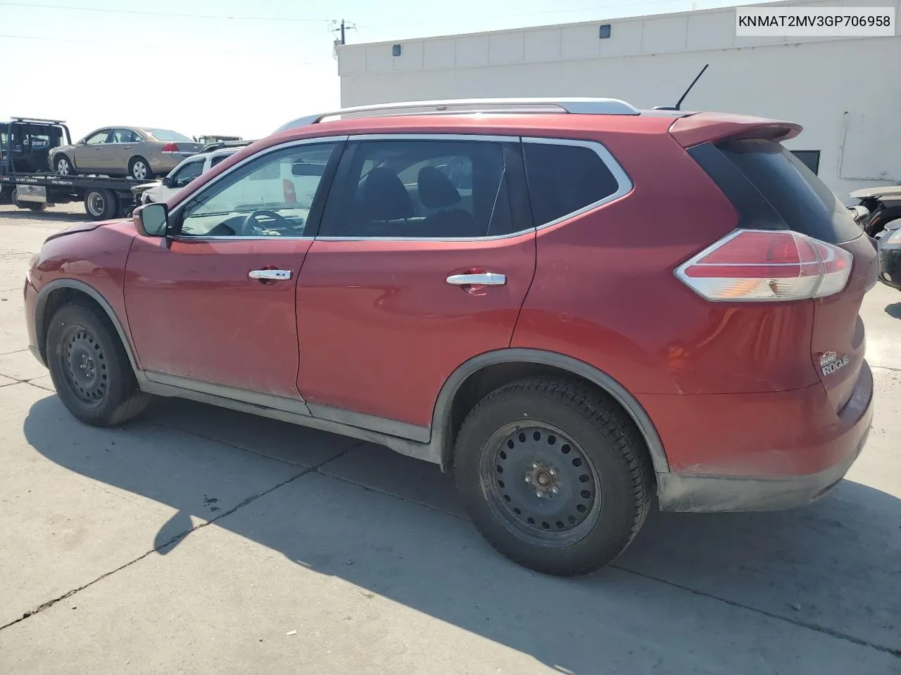 2016 Nissan Rogue S VIN: KNMAT2MV3GP706958 Lot: 69347014