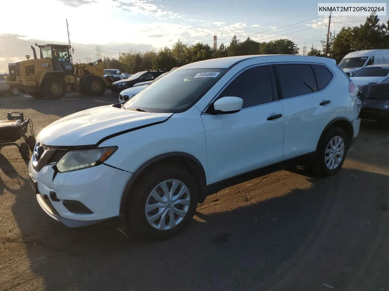 2016 Nissan Rogue S VIN: KNMAT2MT2GP620264 Lot: 70064964