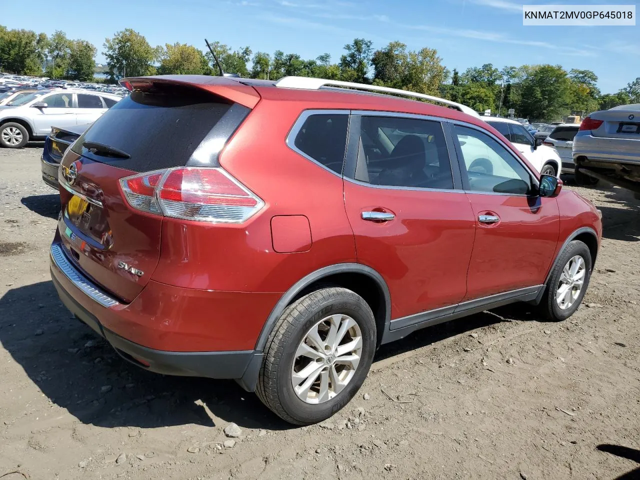 2016 Nissan Rogue S VIN: KNMAT2MV0GP645018 Lot: 70771564