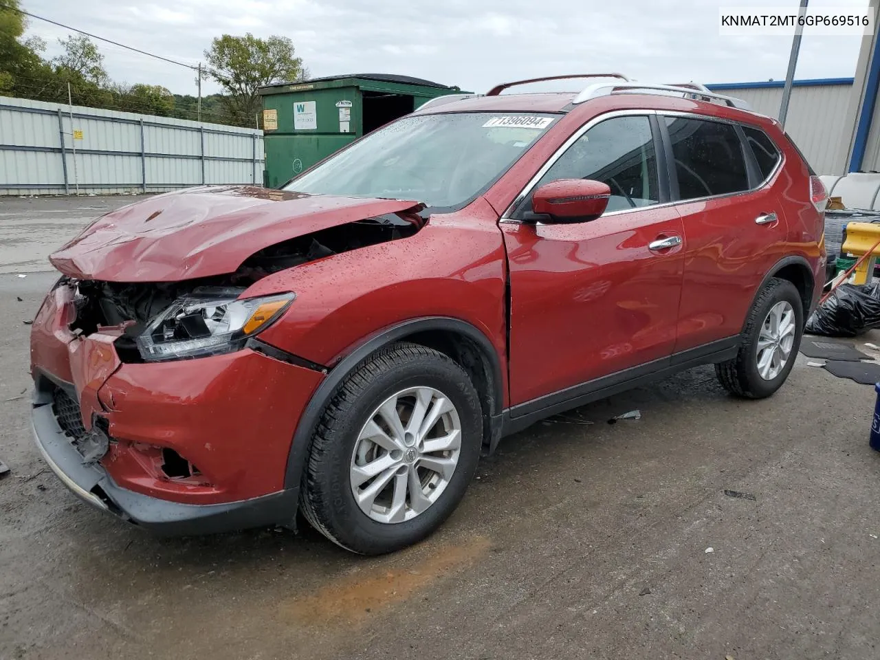 2016 Nissan Rogue S VIN: KNMAT2MT6GP669516 Lot: 71396094