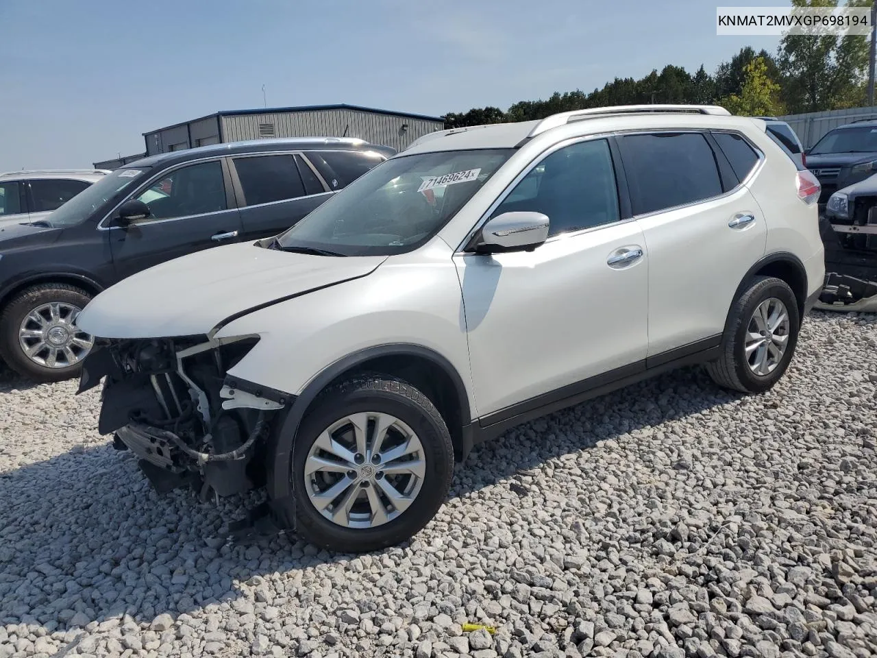 2016 Nissan Rogue S VIN: KNMAT2MVXGP698194 Lot: 71469624