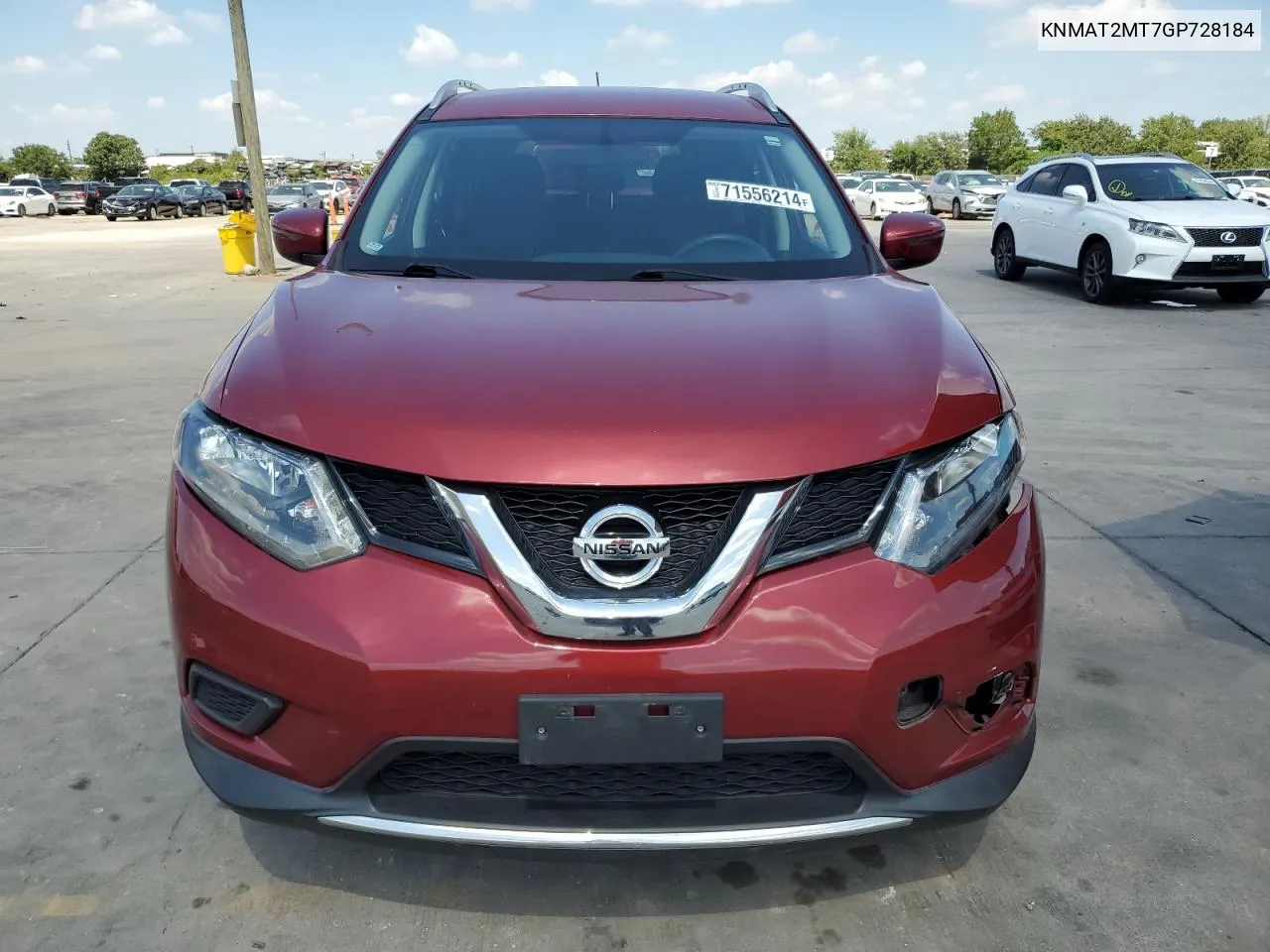 2016 Nissan Rogue S VIN: KNMAT2MT7GP728184 Lot: 71556214