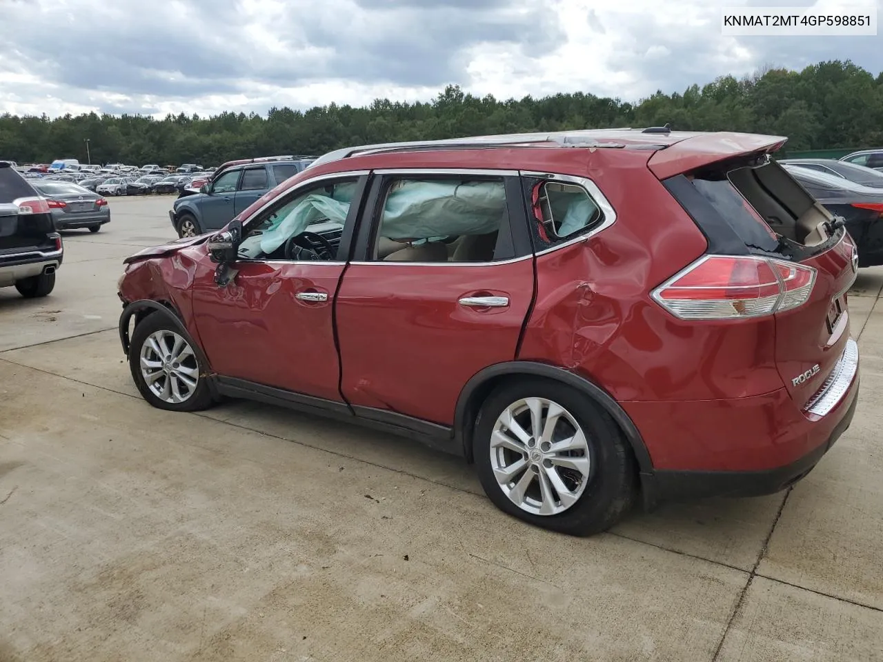 2016 Nissan Rogue S VIN: KNMAT2MT4GP598851 Lot: 71753554