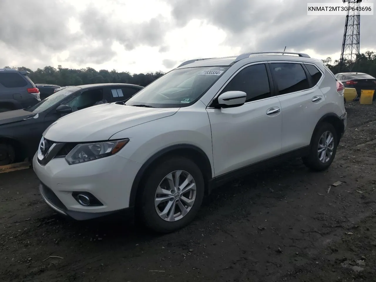 2016 Nissan Rogue S VIN: KNMAT2MT3GP643696 Lot: 71830334